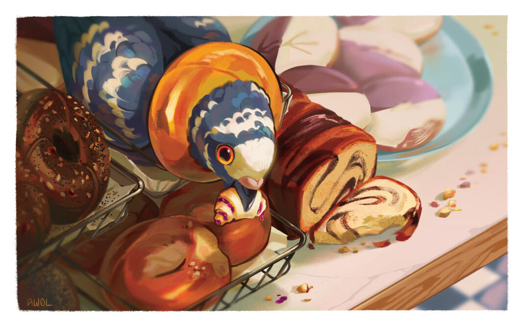 Bird in a bakery